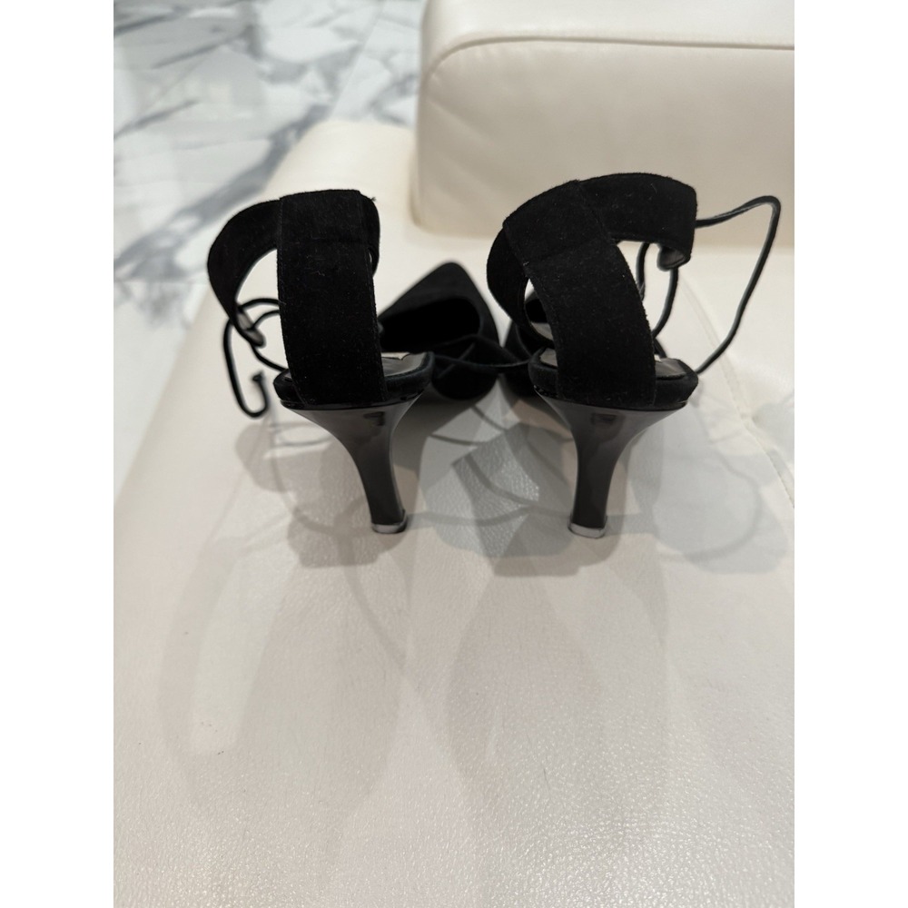Diba USA Black Suede Pointed Toe Lace Up Ankle Wrap Heels Size 6.5 M Brazil - Picture 2 of 9
